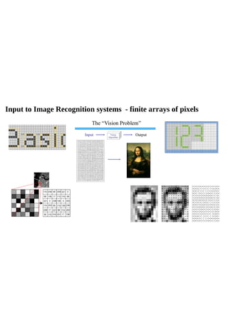 Input to Image Recognition systems - finite arrays of pixels
 