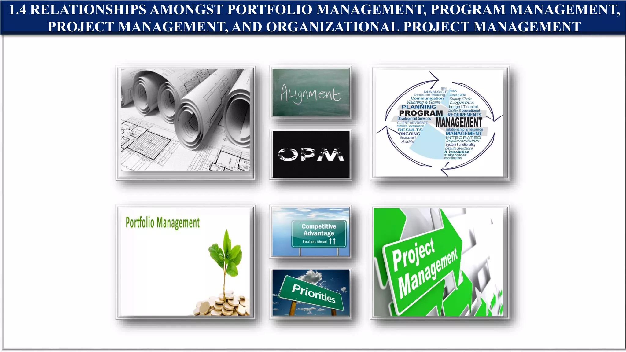1.4 RELATIONSHIPS AMONGST PORTFOLIO MANAGEMENT, PROGRAM MANAGEMENT,
PROJECT MANAGEMENT, AND ORGANIZATIONAL PROJECT MANAGEMENT
 