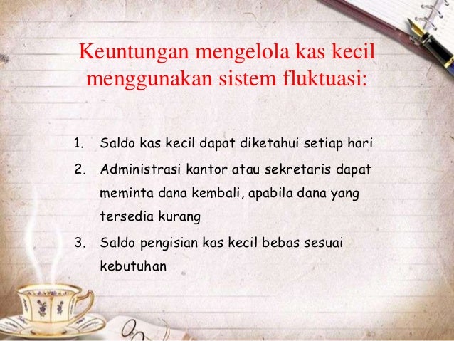 Membukukan Mutasi dan Selisih Dana Kas Kecil