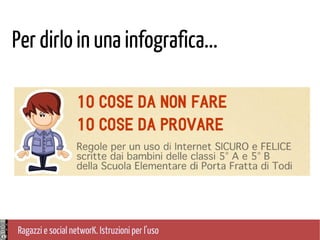 Ragazzi e social networK. Istruzioni per l'uso
Per dirlo in una infografica...
 