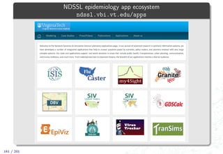 NDSSL epidemiology app ecosystem
ndssl.vbi.vt.edu/apps
161 / 201
 