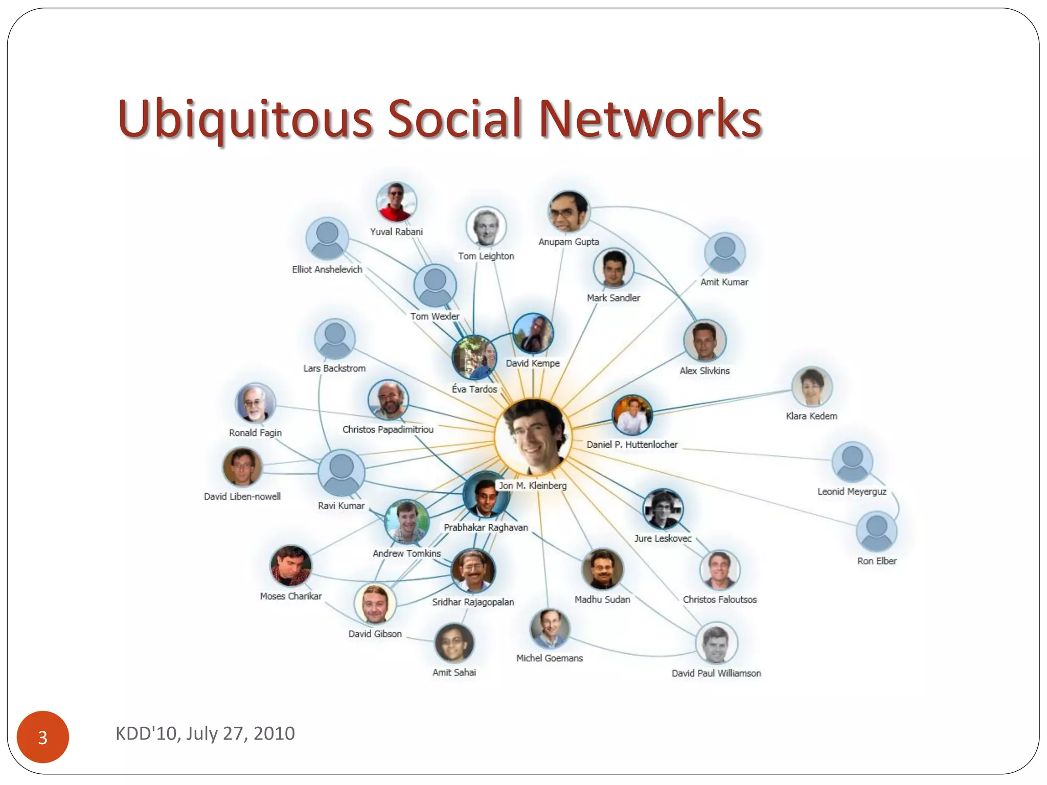 Ubiquitous Social Networks




3   KDD'10, July 27, 2010
 