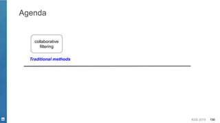 KDD 2019 156
Agenda
collaborative
filtering
Traditional methods
 