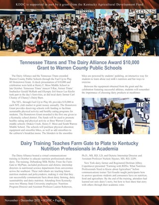 November - December 2021 • KDDC • Page 22
KDDC is supported in part by a grant from the Kentucky Agricultural Development ...