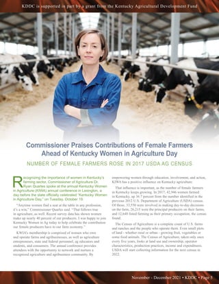 November - December 2021 • KDDC • Page 5
KDDC is supported in part by a grant from the Kentucky Agricultural Development F...