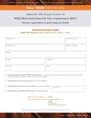July - August 2021 • KDDC • Page 9
KDDC is supported in part by a grant from the Kentucky Agricultural Development Fund
FA...