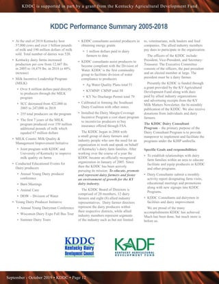 September - October 2019 • KDDC • Page 12
KDDC is supported in part by a grant from the Kentucky Agricultural Development ...