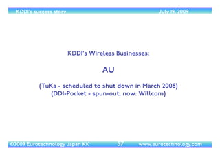 (c) 2014 Eurotechnology Japan KK www.eurotechnology.com KDDI (Version 17) May 19, 2014
QUARTERLY FINANCIAL RESULTS
(REVENUE, OPERATIONAL INCOME AND
NET INCOME) FOR JAPAN’STOPTHREE
MOBILE OPERATORS
21
 