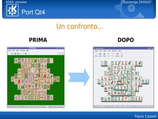 KDE4 preview                              Gazzaniga 29/05/07


         PortQt4

                       Un confronto...
               PRIMA                     DOPO




                                                 Flavio Castelli
 