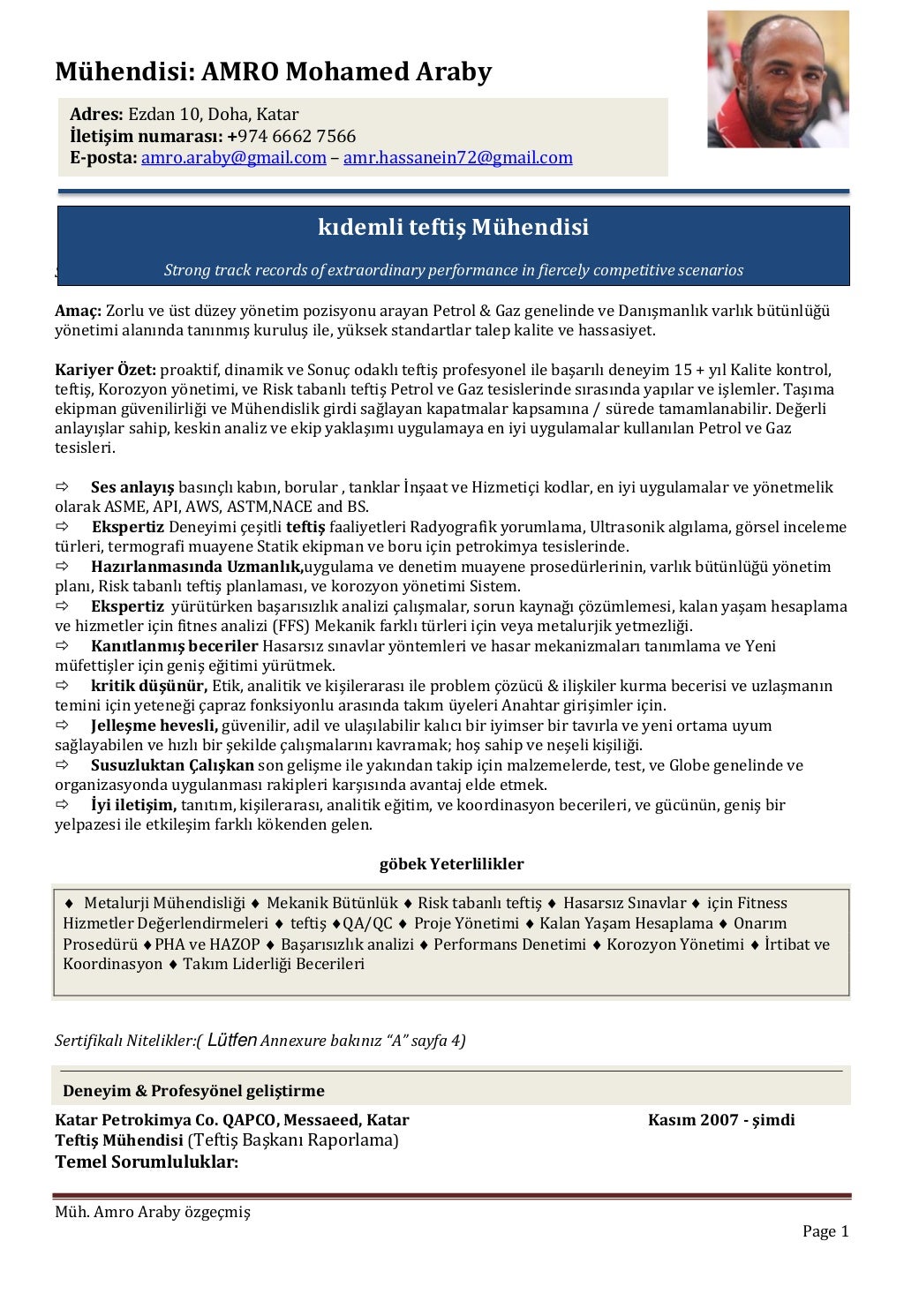 Senior Inspection Engineer Job Description