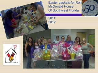 Easter baskets for Ronald
McDonald House
Of Southwest Florida

2011
2012
 