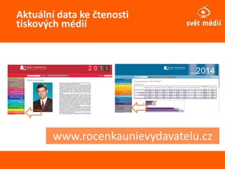 Aktuální data ke čtenosti
tiskových médií
www.rocenkaunievydavatelu.cz
 