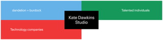 Kate Dawkins 
Studio
Talented individualsdandelion + burdock
Technology companies
 