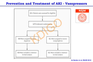 de Backer et al, NEJM 2010
Prevention and Treatment of AKI - Vasopressors
KDIGO
 