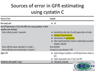 Sources of error in GFR estimating
using cystatin C
 