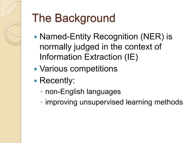 Named Entity Recognition - ACL 2011 Presentation | PPT