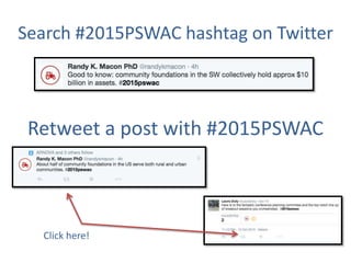 Search #2015PSWAC hashtag on Twitter
Retweet a post with #2015PSWAC
Click here!
 