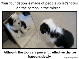Image: Huffington Post
Your foundation is made of people so let’s focus
on the person in the mirror…
Although the tools are powerful, effective change
happens slowly.
 