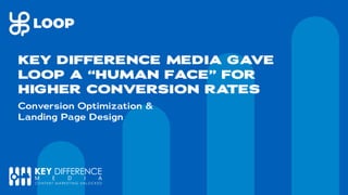 KEY DIFFERENCE MEDIA GAVE
LOOP A “HUMAN FACE” FOR
HIGHER CONVERSION RATES
Conversion Optimization &
Landing Page Design
LOOP
 