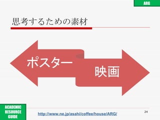 思考するための素材 http://www.ne.jp/asahi/coffee/house/ARG/ ARG ACADEMIC RESOURCE GUIDE  