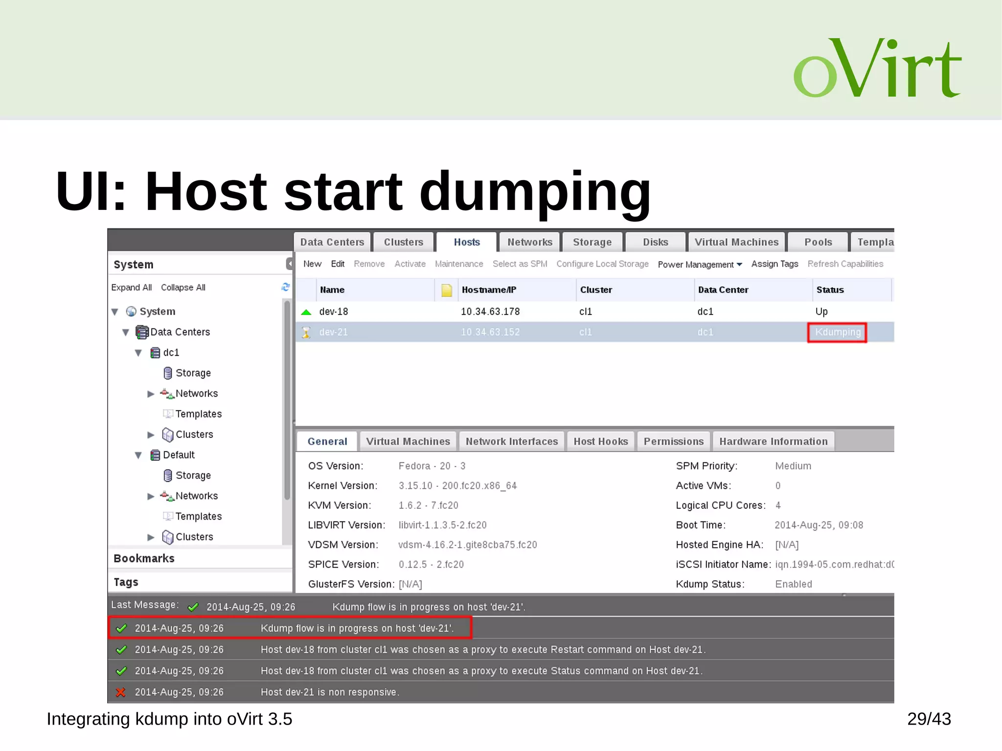 Integrating kdump into oVirt 3.5 29/43
UI: Host start dumping
 