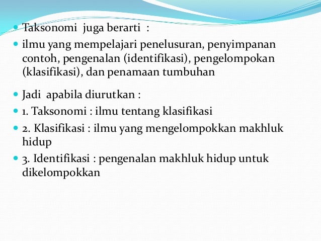 Ke 3 identifikasi taksonomi dan klasifikasi tumbuhan