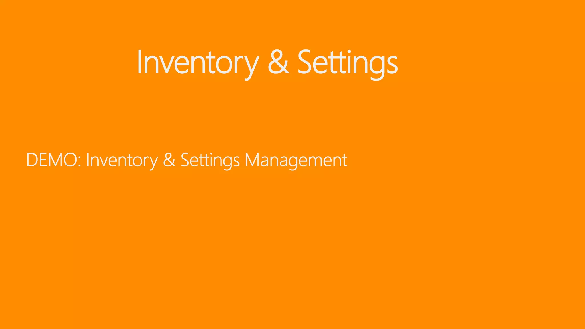 Inventory & Settings

 