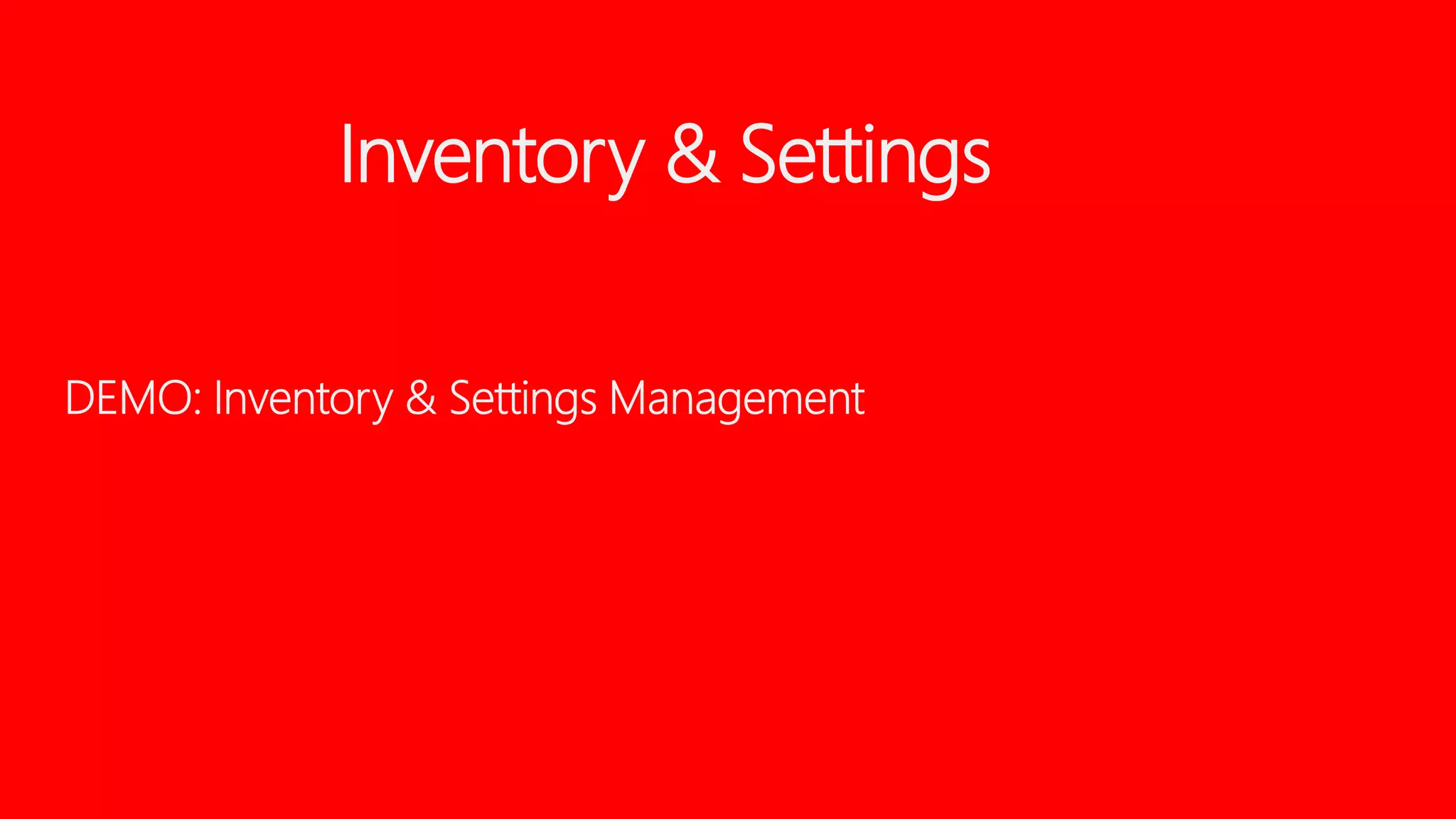 Inventory & Settings

 