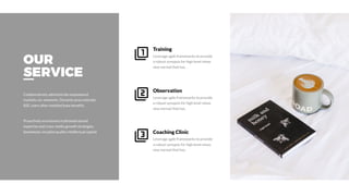 Collaboratively administrate empowered
markets via networks. Dynamic procrastinate
B2C users after installed base benefits.
Coaching Clinic
Leverage agile frameworks to provide
a robust synopsis for high level views
new normal that has.
Observation
Leverage agile frameworks to provide
a robust synopsis for high level views
new normal that has.
Training
Leverage agile frameworks to provide
a robust synopsis for high level views
new normal that has.
OUR
SERVICE
Proactively envisioned multimedia based
expertise and cross-media growth strategies.
Seamlessly visualize quality intellectual capital.
 