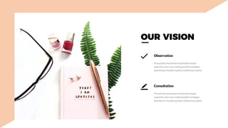 Observation
Proactively envisioned multimedia based
expertise and cross-media growth strategies.
Seamlessly visualize quality intellectual capital.
Consultation
Proactively envisioned multimedia based
expertise and cross-media growth strategies.
Seamlessly visualize quality intellectual capital.
OUR VISION
 