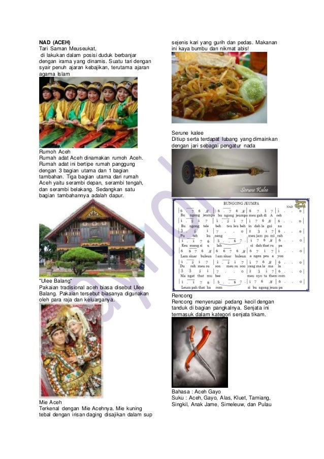 Keanekaragaman KERAGAMAN BUDAYA INDONESIA 34 PROVINSI DAN 