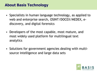 Docex Intelligence II-SDV 2013 Big Data Triage with Text Analytics | PDF