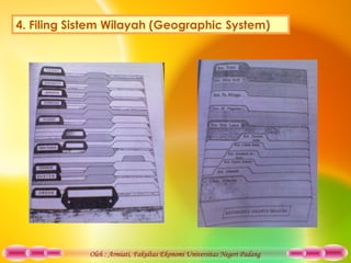 Oleh : Armiati, Fakultas Ekonomi Universitas Negeri Padang
4. Filing Sistem Wilayah (Geographic System)
 