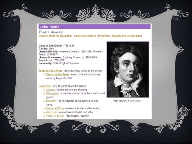 John Keats Library Tutorial