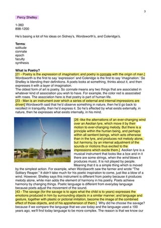 Notes: A Defense of Poetry by Percy Bysshe Shelly + From the Letters by