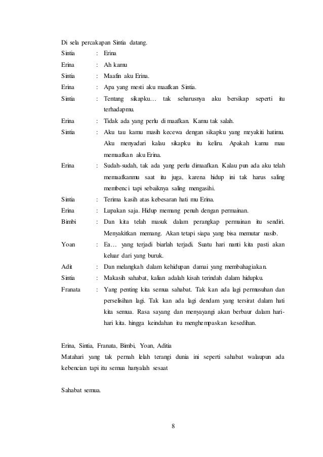 Naskah Drama Kebencian Sahabat Hanya Sesaat