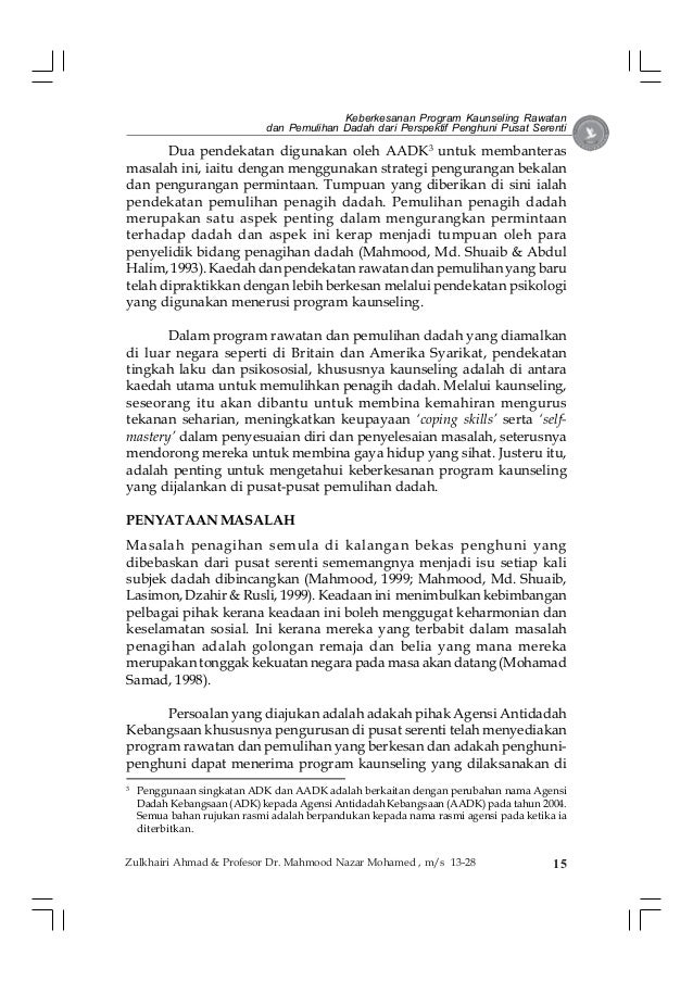 Keberkesanan Program Kaunseling Rawatan