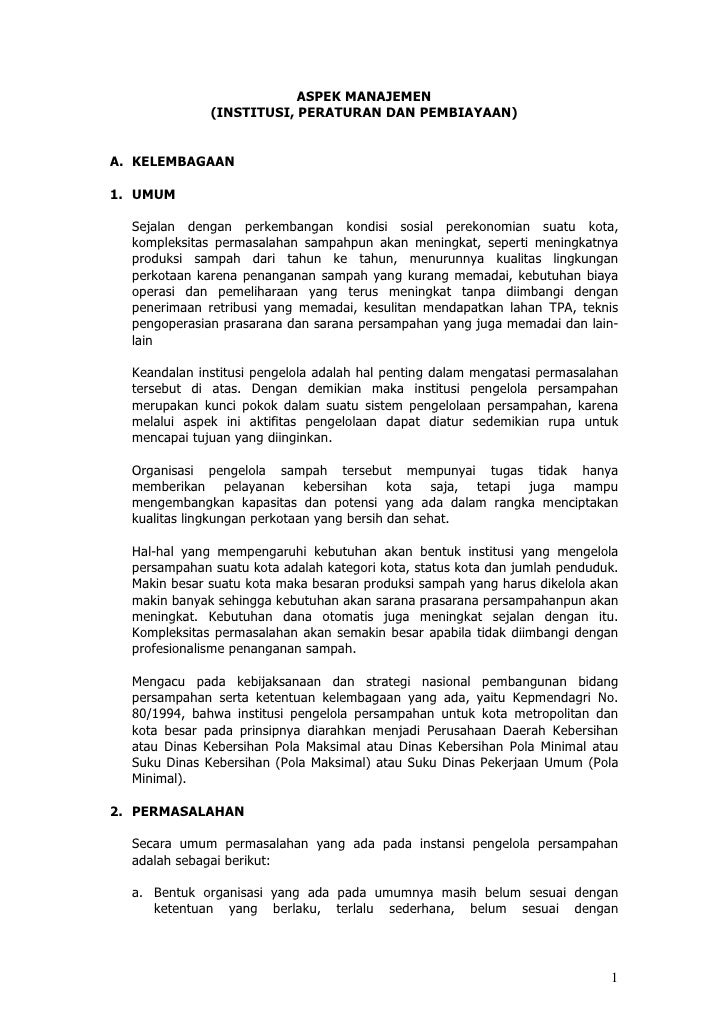 Kebijakan nasional pembangunan bidang persampahan dan drainase