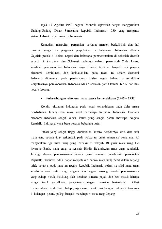 Pada Masa Awal Kemerdekaan Angka Inflasi Melonjak Tajam