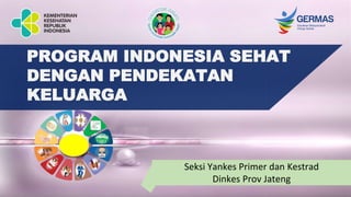 PROGRAM INDONESIA SEHAT
DENGAN PENDEKATAN
KELUARGA
Seksi Yankes Primer dan Kestrad
Dinkes Prov Jateng
 