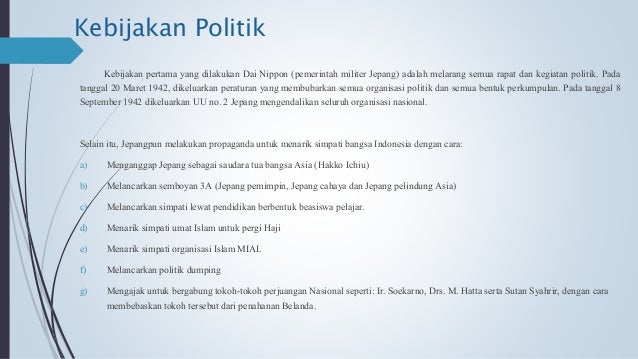 Kebijakan Politik Ekonomi Pada Masa Pendudukan Jepang
