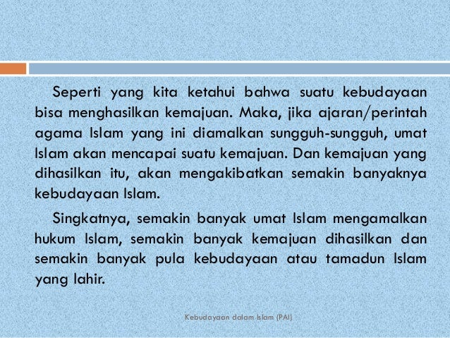 Kebudayaan dalam islam