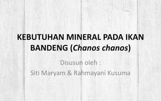KEBUTUHAN MINERAL PADA IKAN
BANDENG (Chanos chanos)
Disusun oleh :
Siti Maryam & Rahmayani Kusuma
 