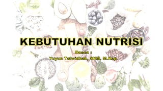 KEBUTUHAN NUTRISI
Dosen :
Yuyun Tafwidhah, SKM. M.Kep.
 