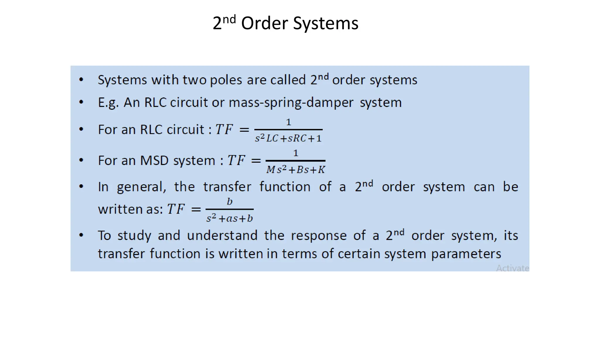 2nd Order Systems
 