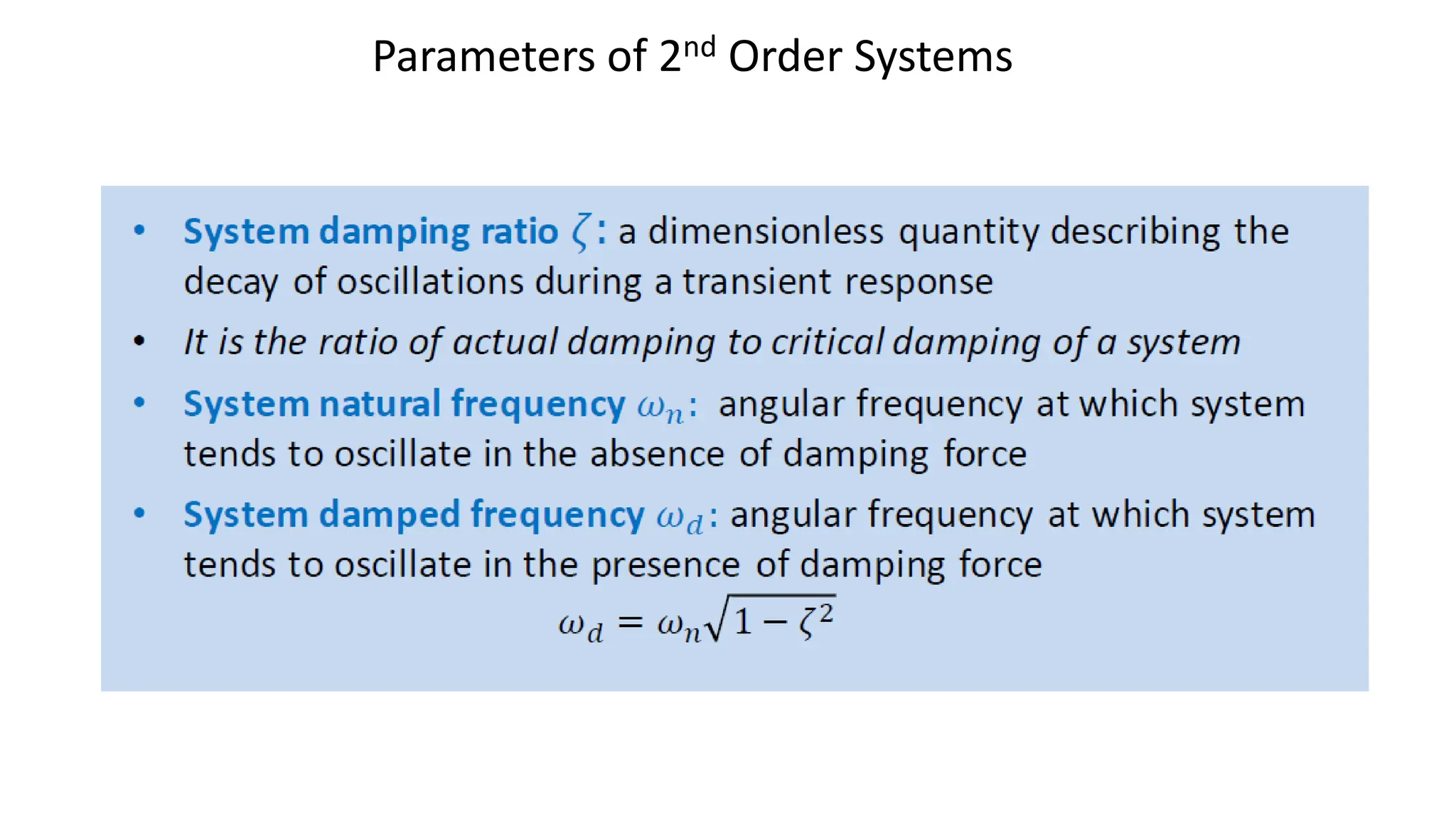 Parameters of 2nd Order Systems
 