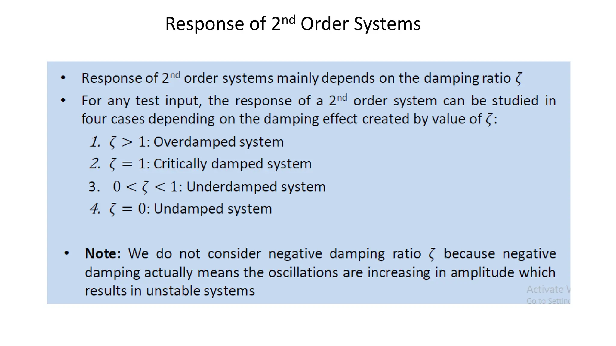 Response of 2nd Order Systems
 