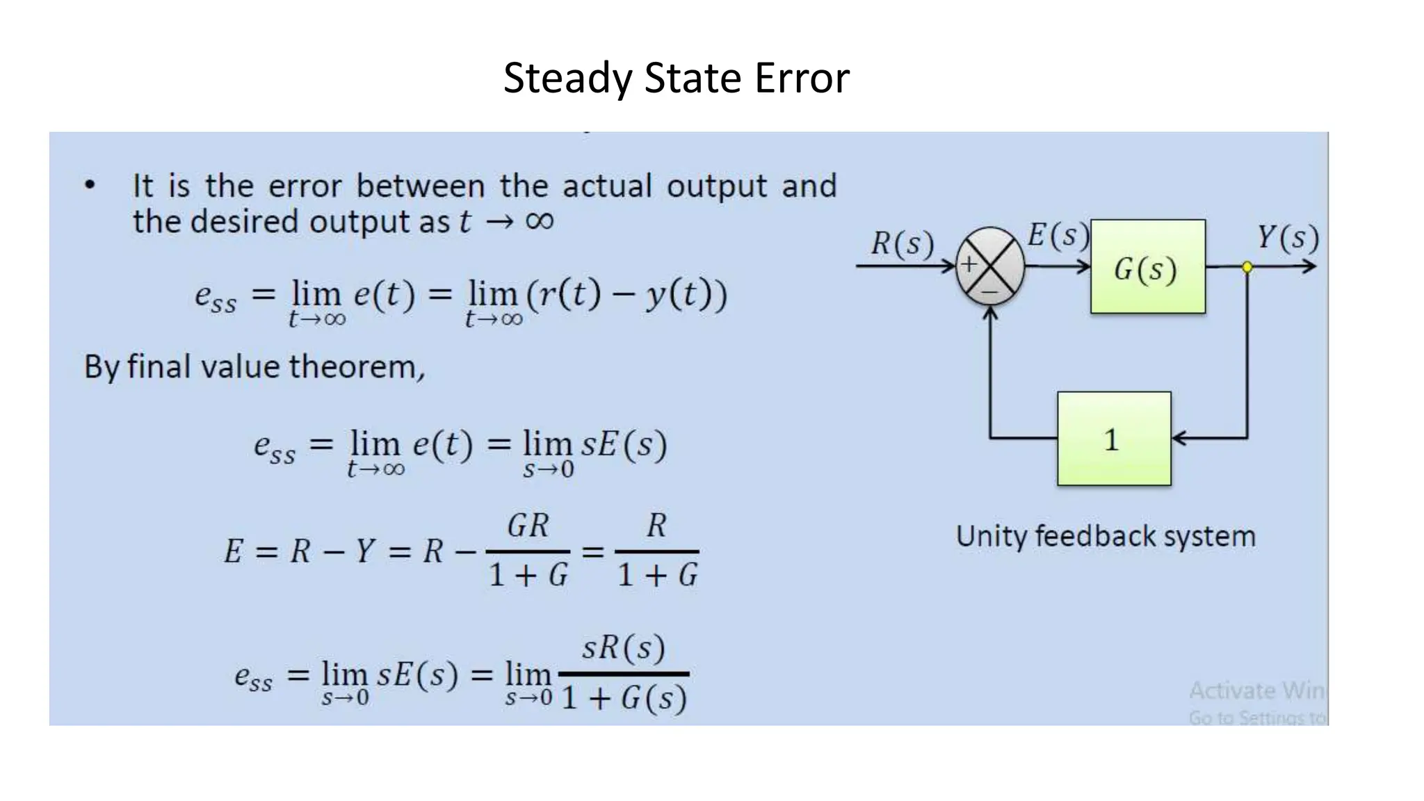 Steady State Error
 