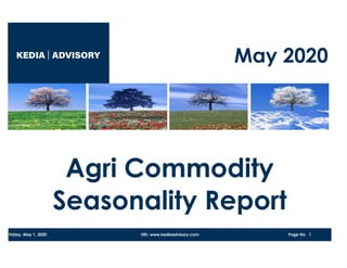 5/1/2020
May 2020
Agri Commodity
Seasonality Report
Friday, May 1, 2020 URL: www.kediaadvisory.com Page No 1
 