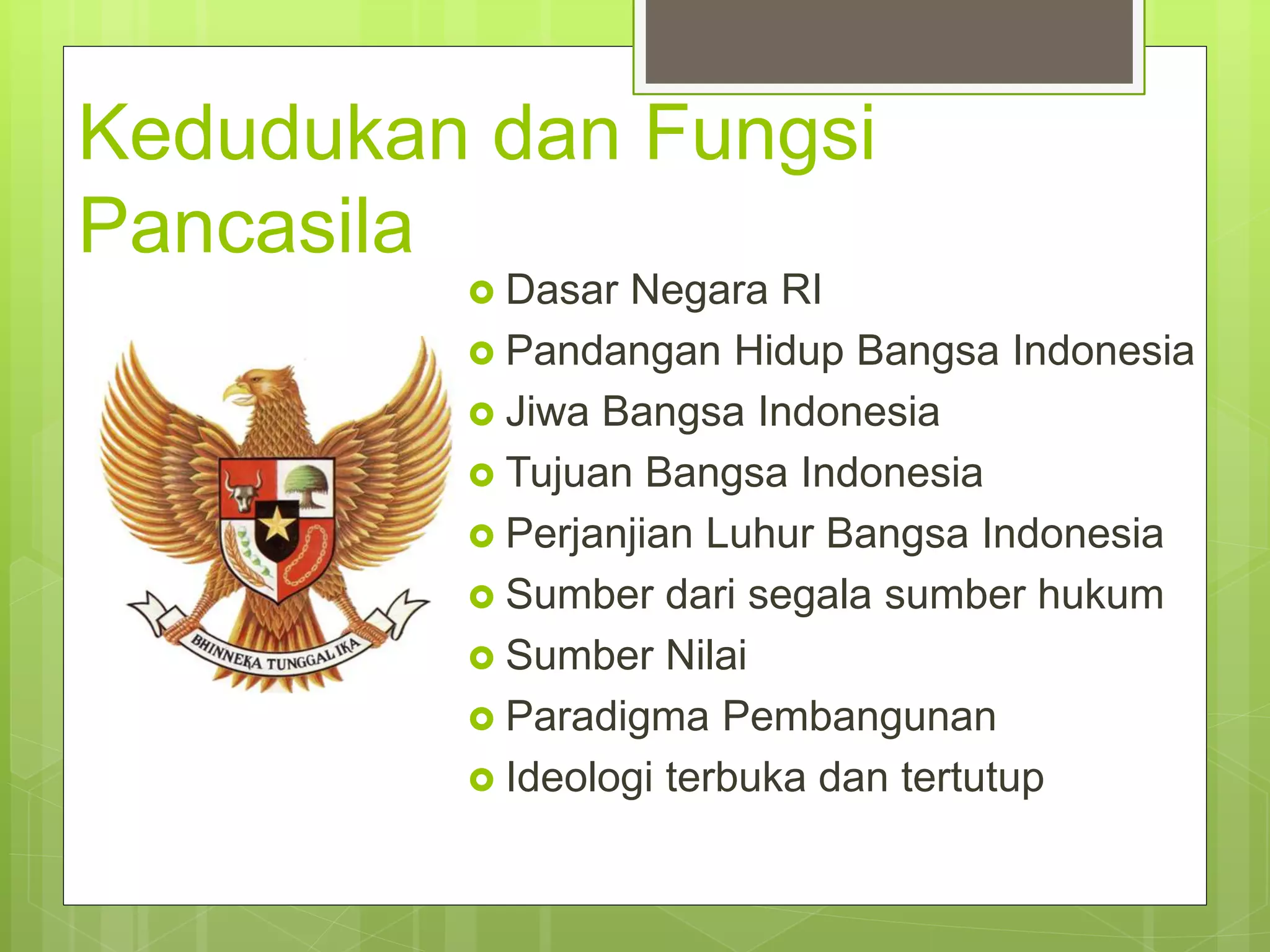 Kedudukan dan fungsi pancasila | PPTX